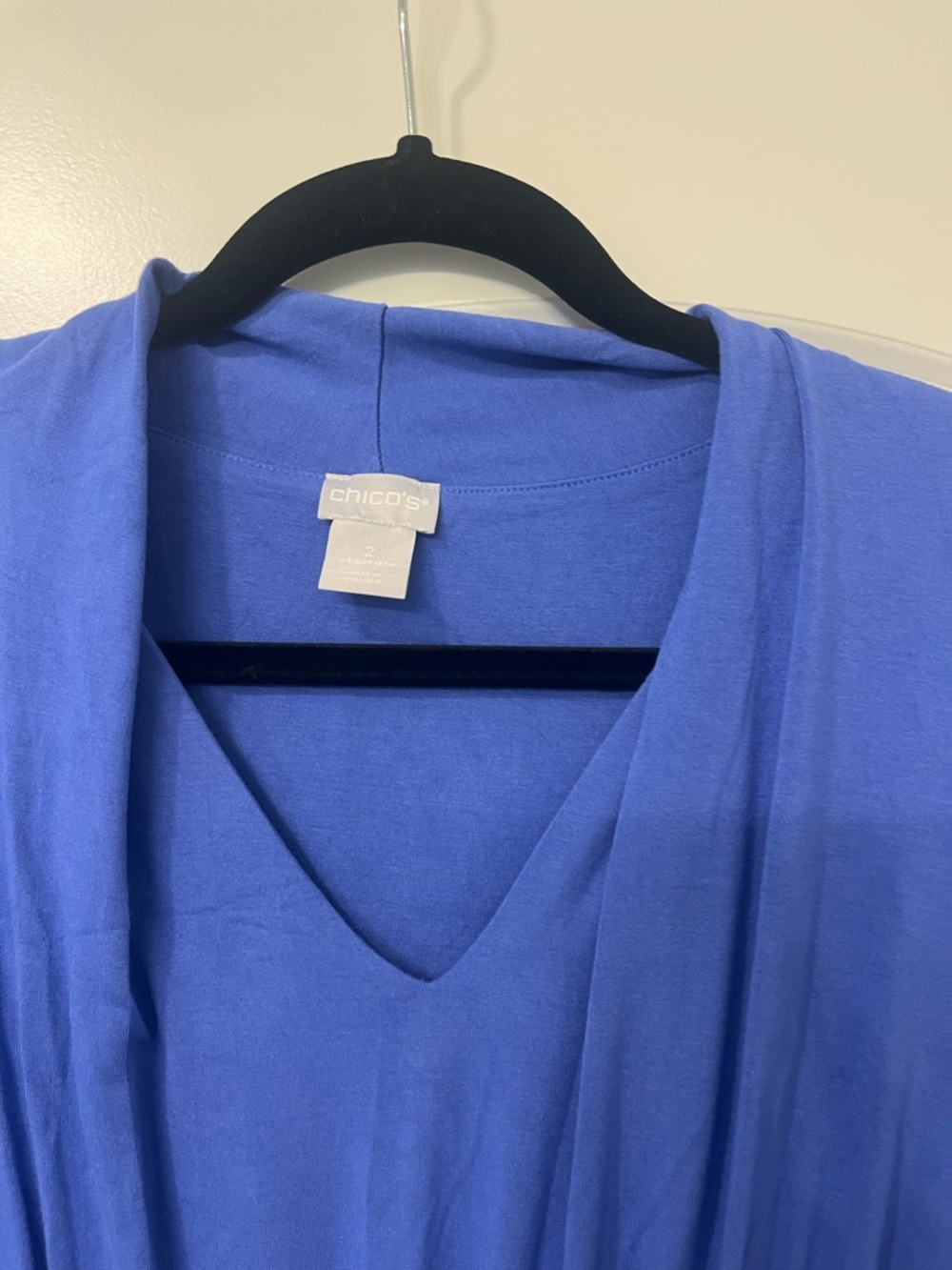 Chicos Classic Blue Dress Pleated Sleeves and Waist Knee Length Pockets Sz 12/14 - Picture 3 of 15